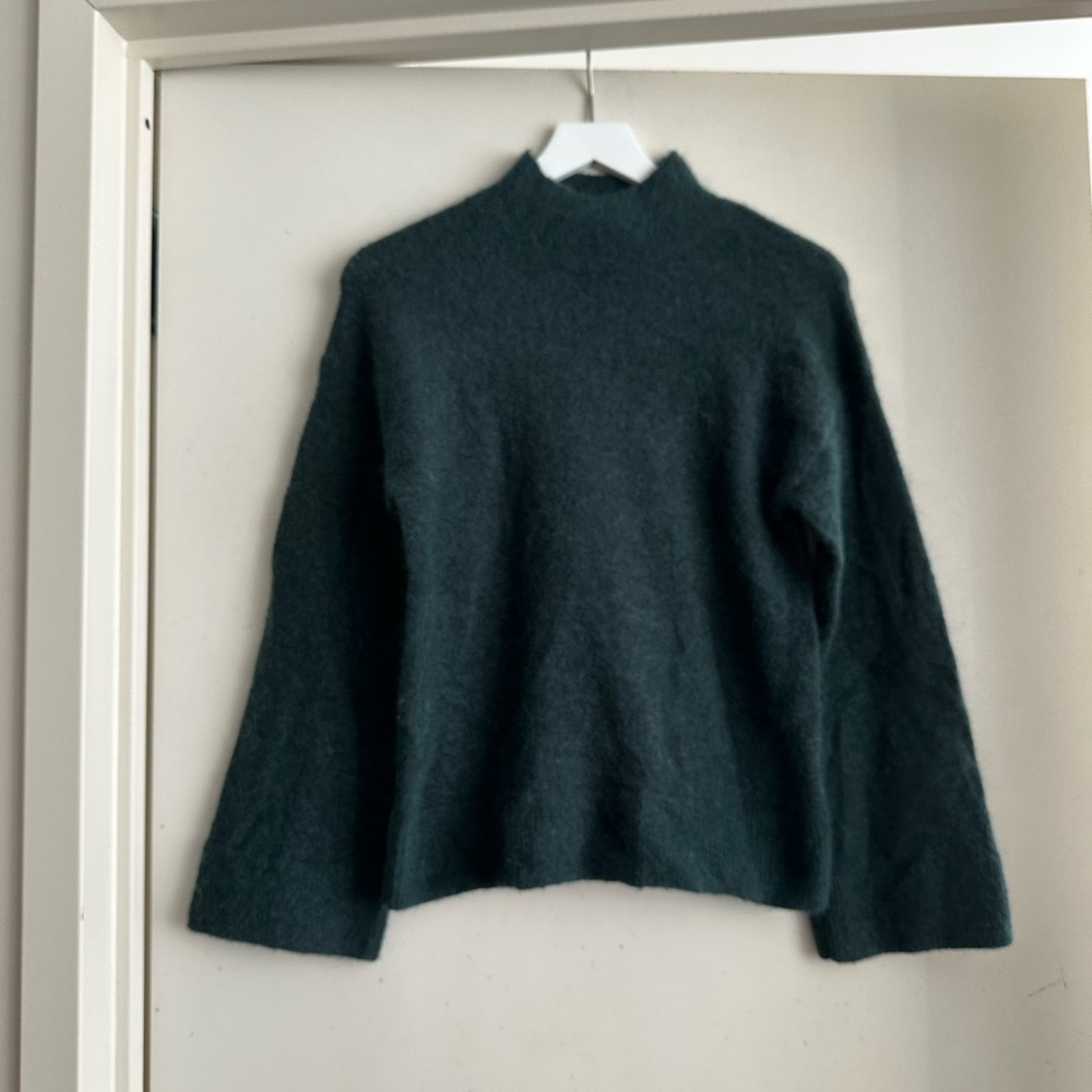 & Other Stories Green Mohair Mock Neck Sweater